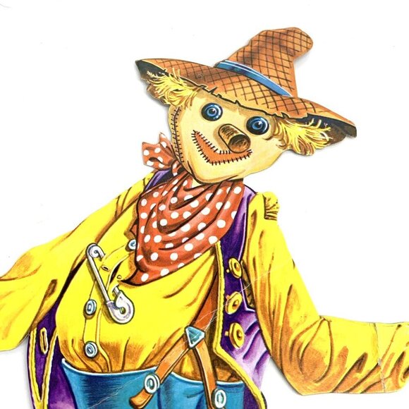 Halloween Scarecrow Paper Die Cut Flat Decoration 16" FLAW Vintage - Picture 2 of 7
